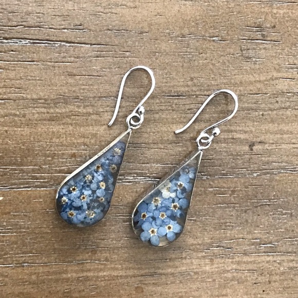 Vintage Sterling Silver Glass Flower Earrings - Picture 6 of 10